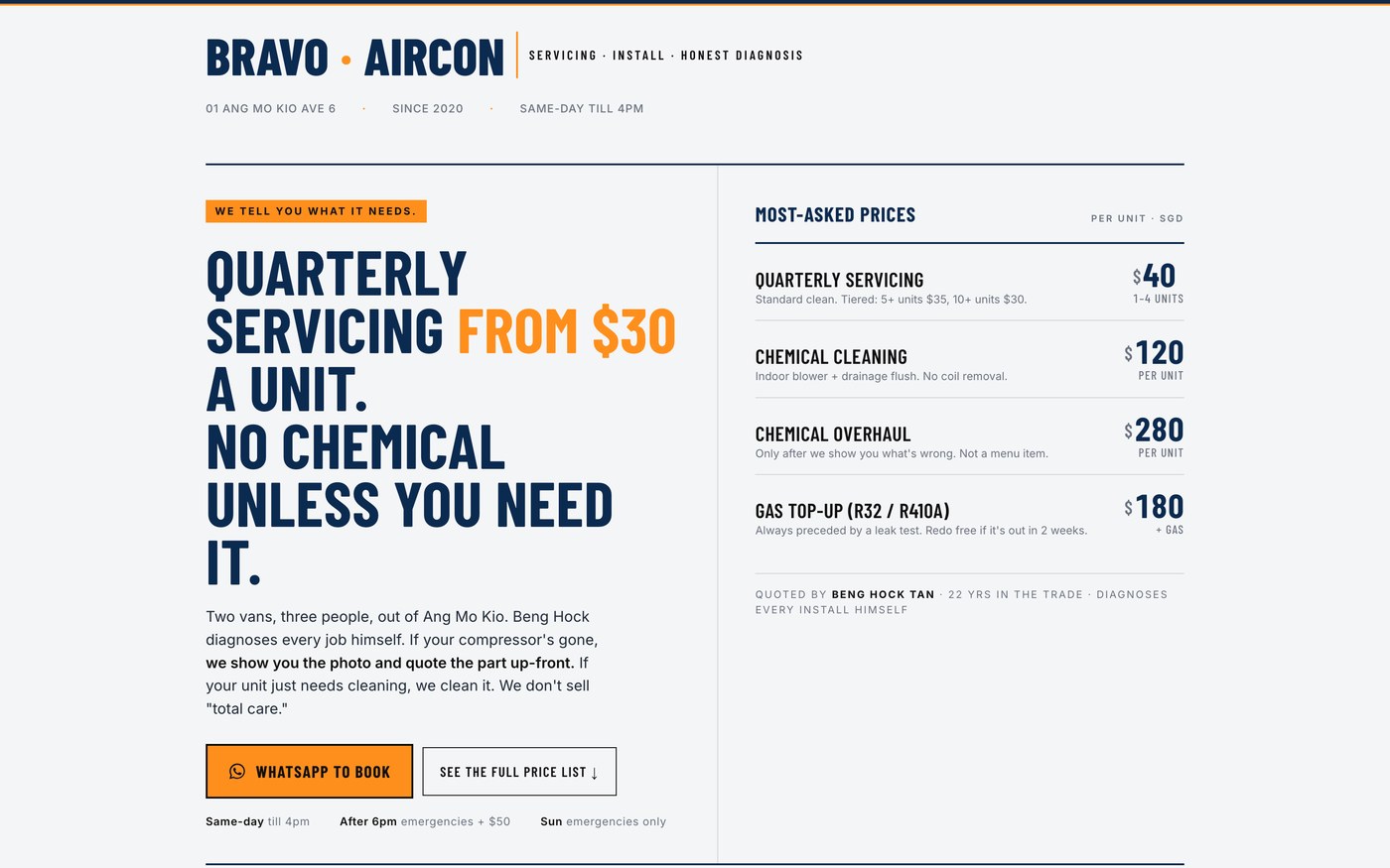 Bravo Aircon website, built by Katalyst Labs