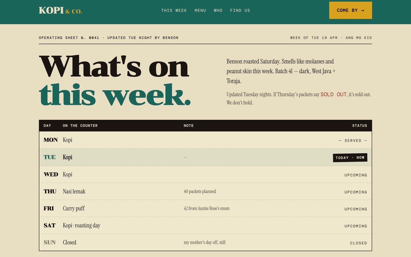 Kopi & Co website, built by Katalyst Labs